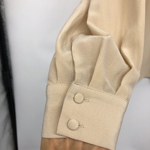 NWT Rachel Zoe light beige 100% silk long sleeve blouse size ~ Medium - Picture 7 of 16